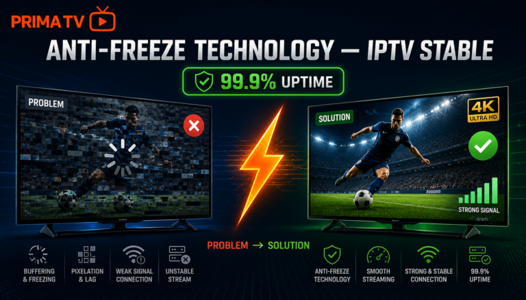 anti freeze IPTV stable PRIMA TV 99.9% uptime Maroc 2026