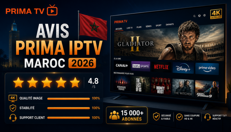 PRIMA IPTV Maroc avis test complet 2026 meilleur service IPTV